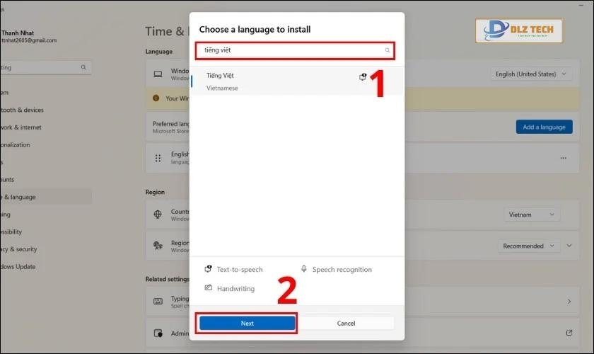 Cách chỉnh tiếng việt trên laptop Windows