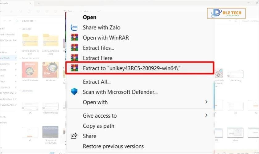 Chọn tiếp vào mục Extract to để giải nén