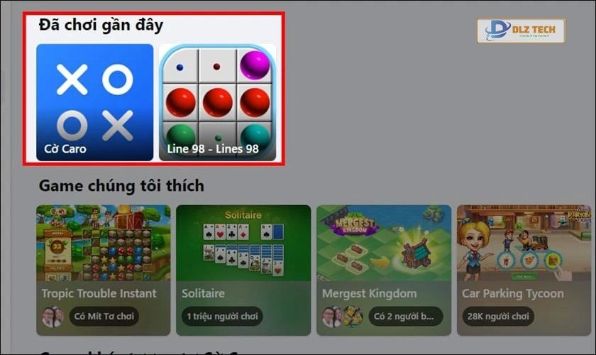 Chọn trò chơi trên Facebook