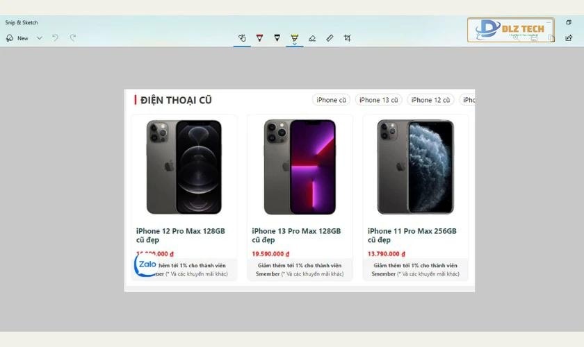 Ảnh sau khi chụp bằng Snip & Sketch