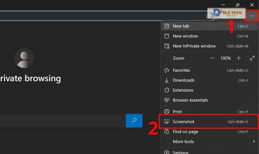 Chọn Screenshot để chụp lại màn hình máy tính