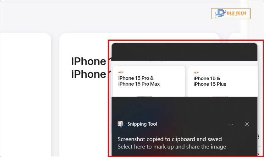 Ảnh chụp màn hình được lưu vào bộ nhớ tạm