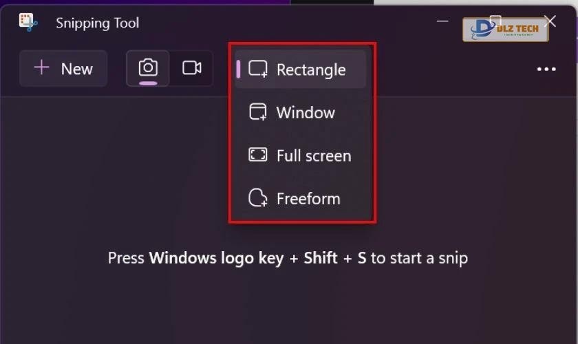 Chọn kiểu chụp màn hình laptop Dell