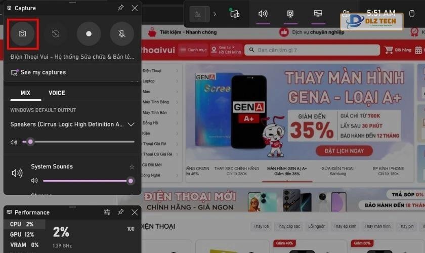 Nhấn phím Space để chụp ảnh màn hình nhanh chóng
