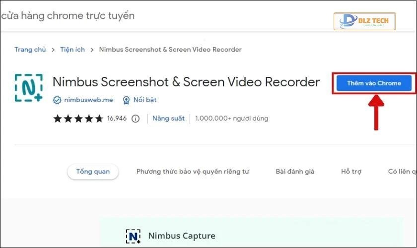 Thêm tiện ích Nimbus vào Chrome