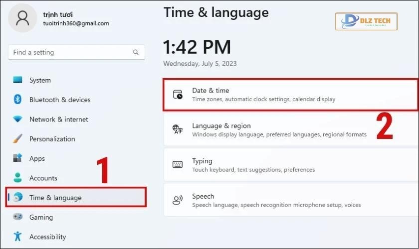 Vào cài đặt chọn date & time