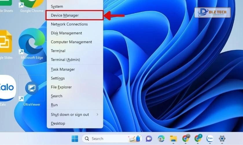 Nhấn Windows + X chọn Device Manager