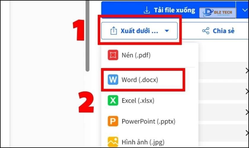 Chọn định dạng trong Small PDF