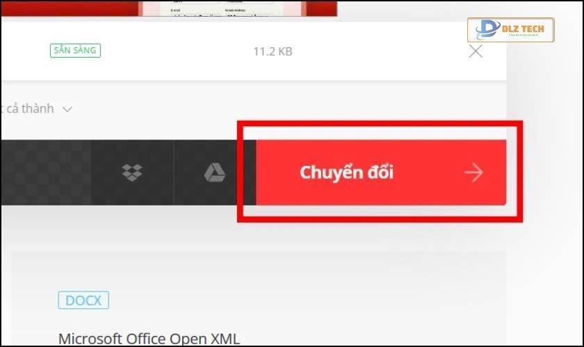 Nhấn vào nút chuyển đổi để hoàn tất quá trình