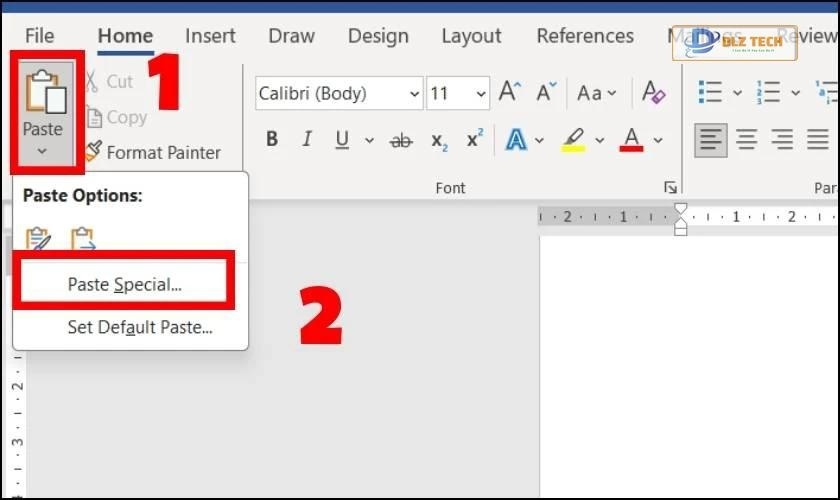 Chức năng Paste Special trong Word