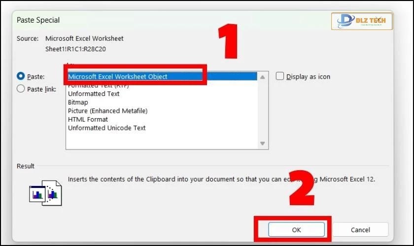 Hộp thoại Paste Special