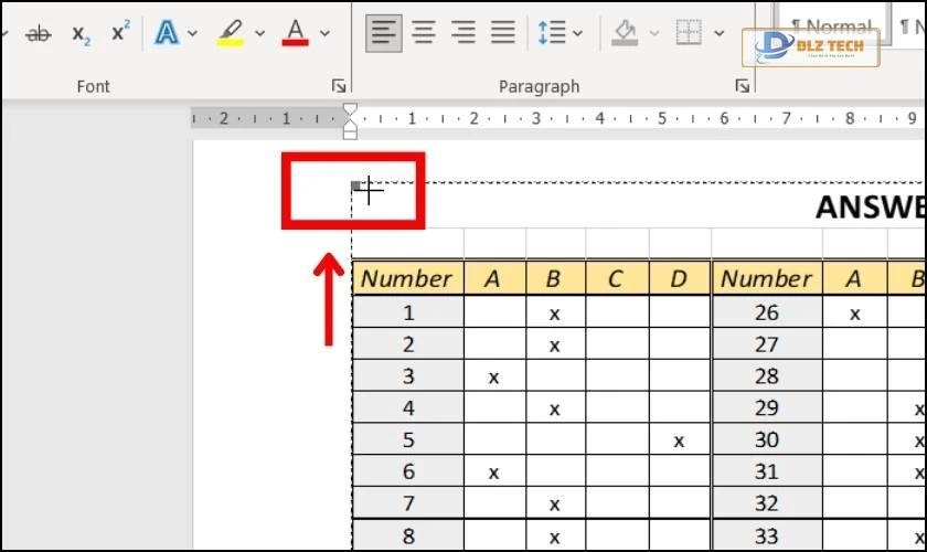 Điều chỉnh kích thước bảng trong Word