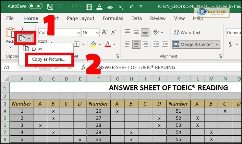Chuyển đổi Excel sang Word bằng hình ảnh