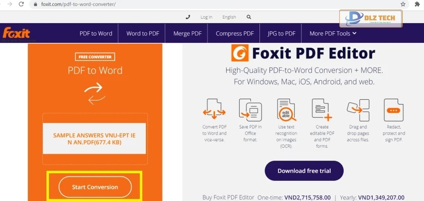 Bắt đầu chuyển đổi với Foxit Reader