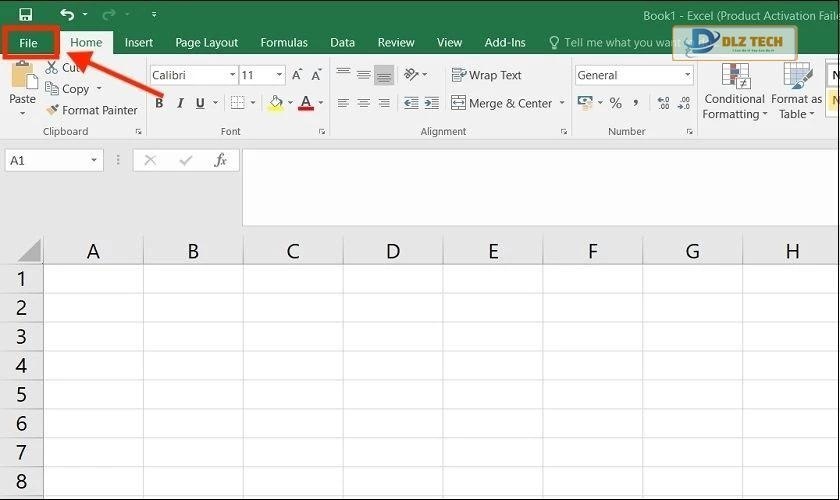 Chọn mục File trong Excel