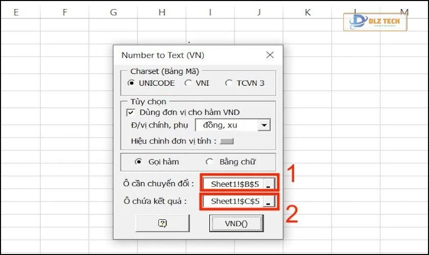 Chọn ô cần chuyển đổi số