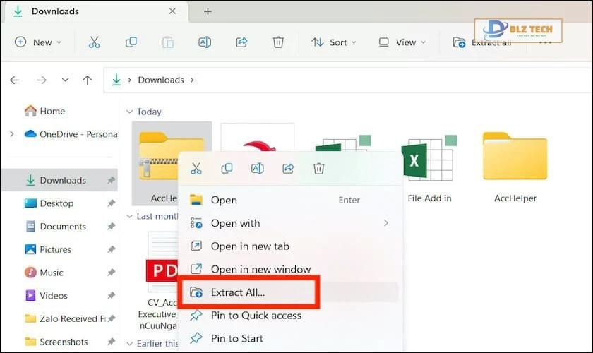 Giải nén file AccHelper
