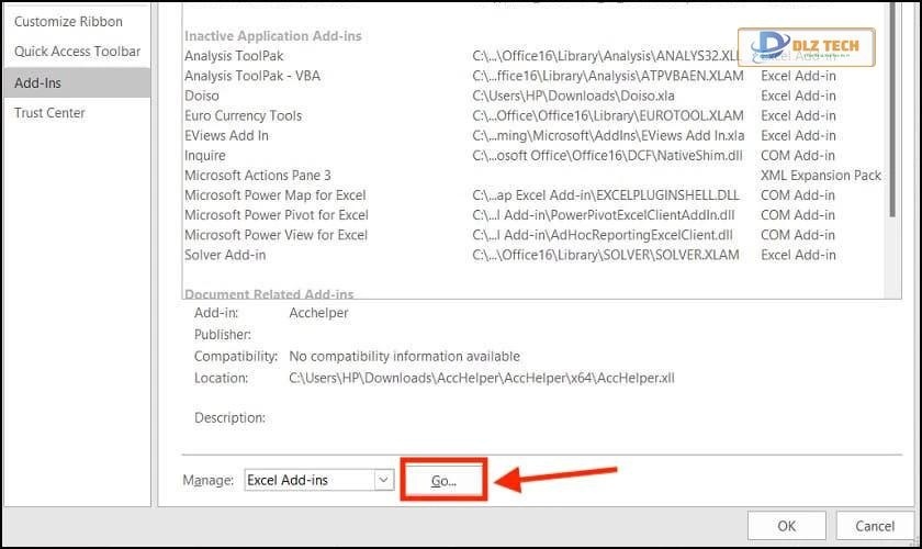 Chọn Go trong phần Manage