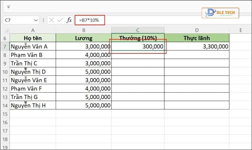 Cách copy công thức trong excel bằng cách kéo