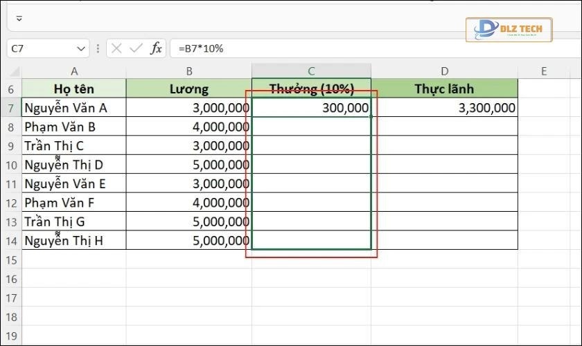 Thả tay ra để hoàn tất copy công thức