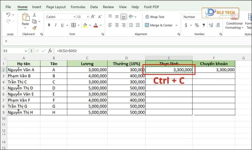 Sao chép hàng loạt công thức