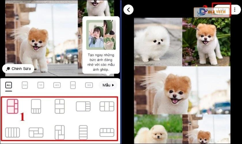 Chọn bố cục ảnh yêu thích và nhấn Lưu