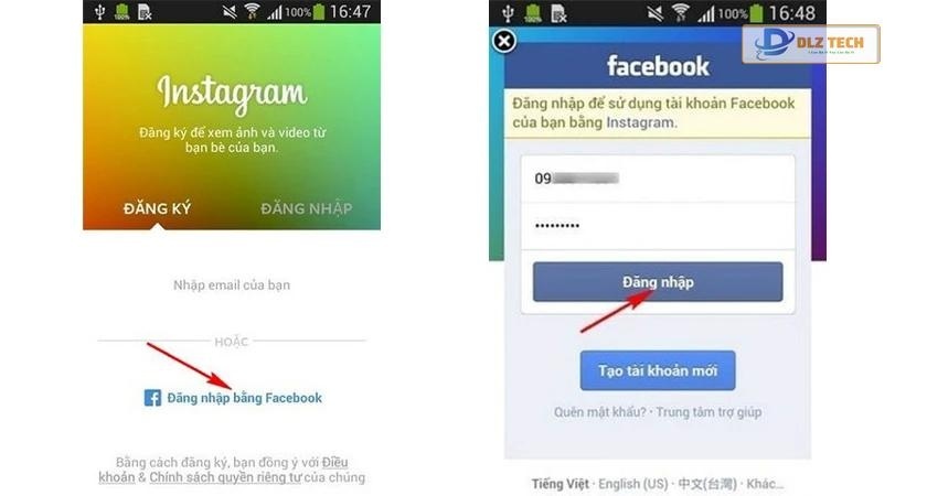 Cách đăng ký instagram trên máy tính bằng Facebook