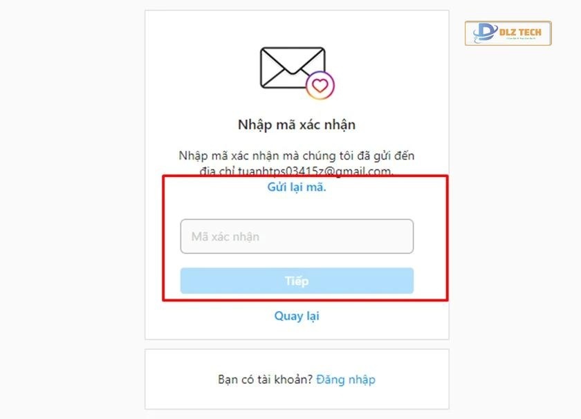 Đăng ký thông qua website Instagram