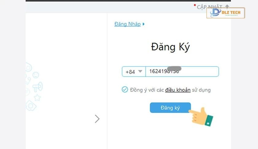 click chọn vào ô đăng ký