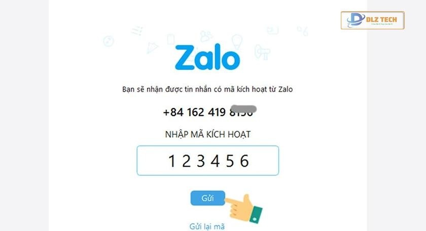 Nhập mã xác nhận vừa nhận