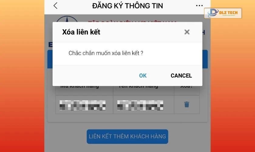 Nhấn chọn Xóa, sau đó nhấn Xác nhận