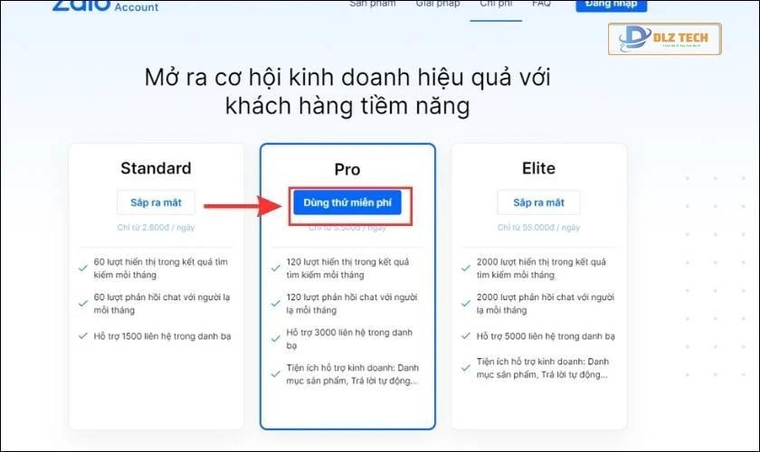 Lựa chọn gói dịch vụ
