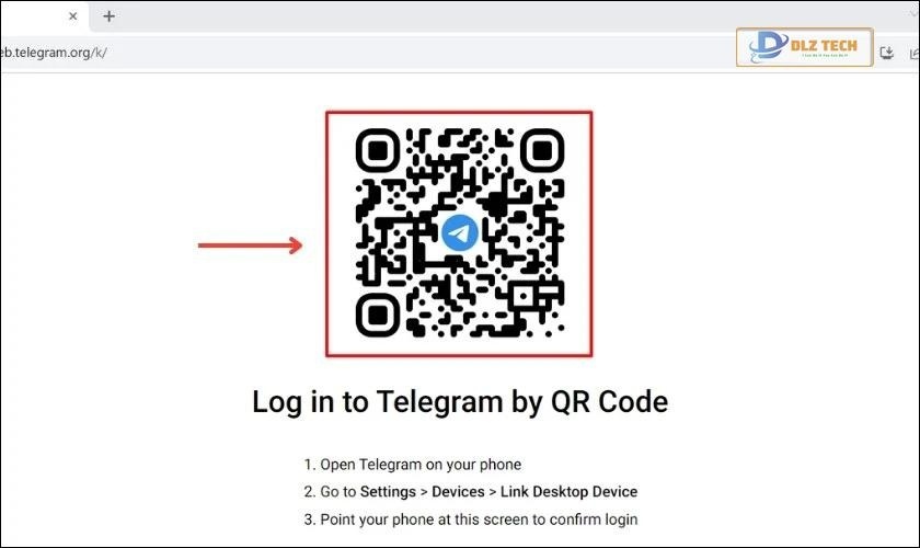 Đăng nhập Telegram web bằng mã QR