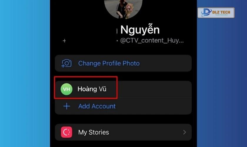 Chọn tài khoản để đăng nhập trên Telegram