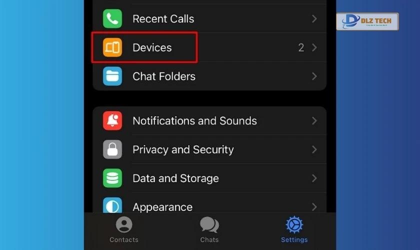 Chọn Devices trên Telegram