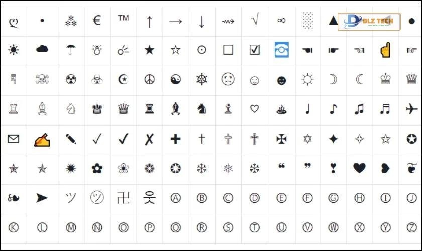 tổ hợp các phím tắt chèn ký tự đặc biệt