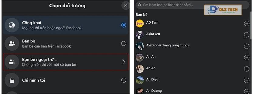 Chọn người muốn ẩn