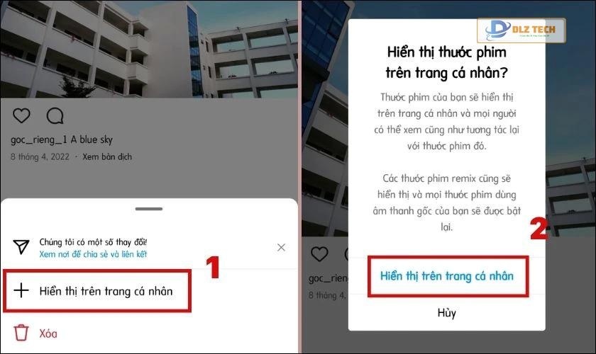 Chọn Hiển thị trên trang cá nhân