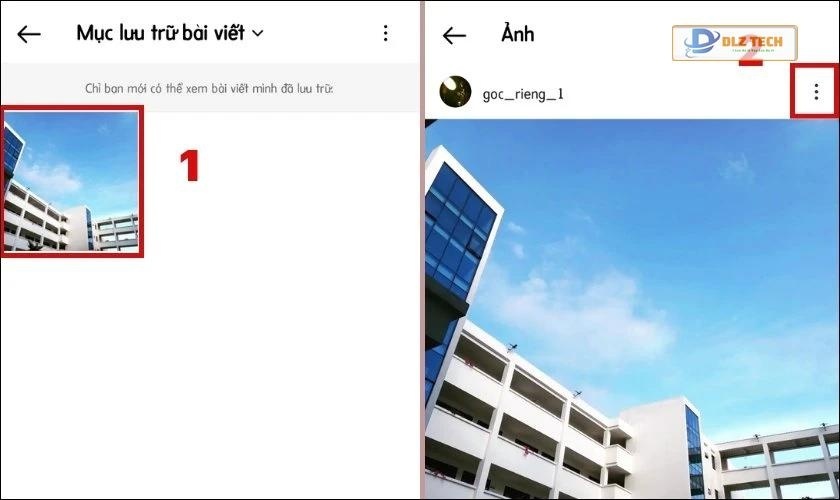 Nhấn chọn bài viết cần xóa và nhấn chọn biểu tượng ba chấm