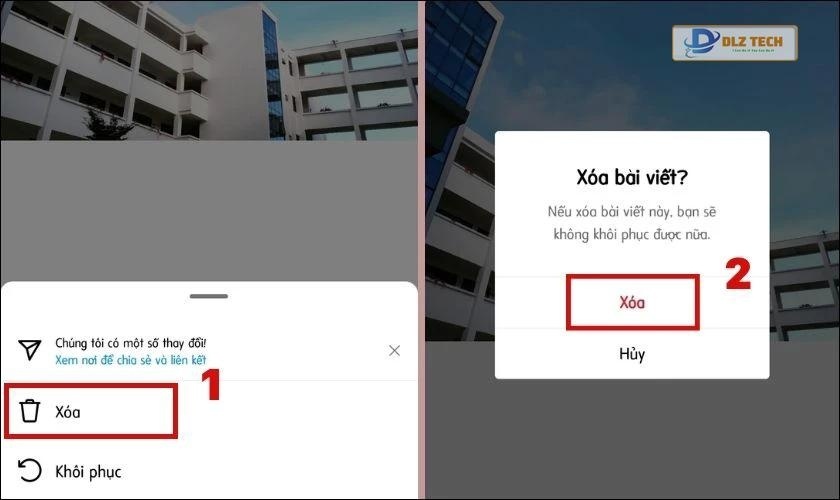 Nhấn chọn Xoá vĩnh viễn bài viết