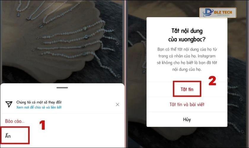 Chọn biểu tượng ba chấm và chọn vào mục Ẩn