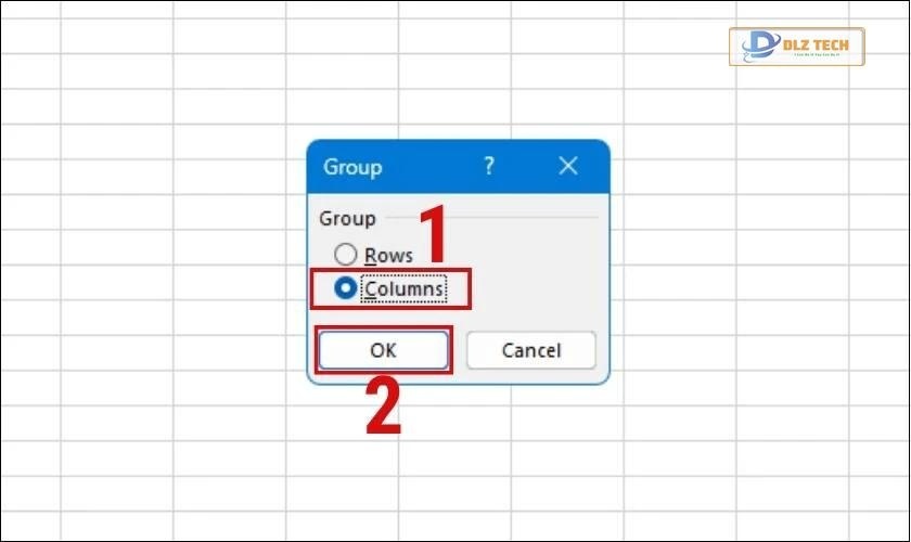 Chọn columns rồi nhấn ok