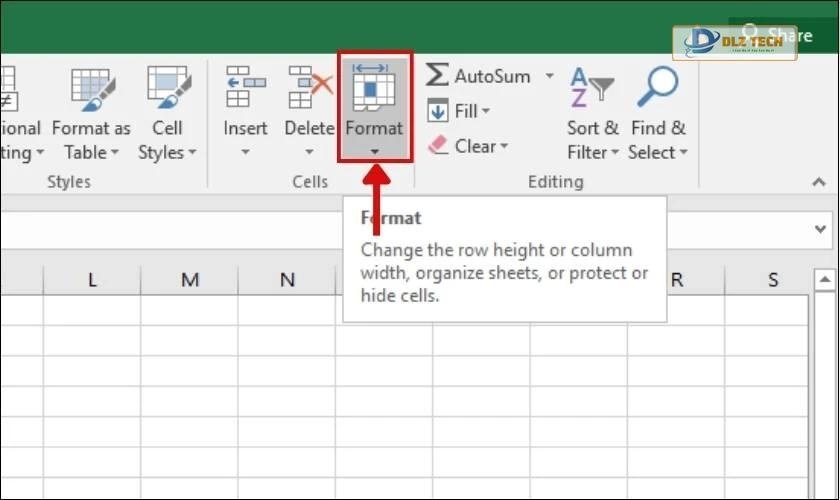 Chọn Format để bắt đầu ẩn cột