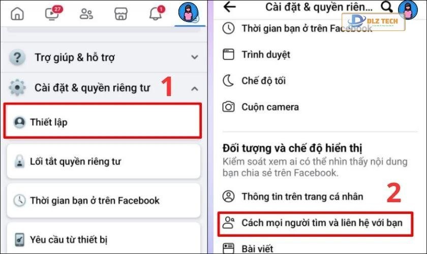 Chọn vào Thiết lập