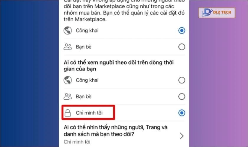 Chỉnh về chế độ Chỉ mình tôi