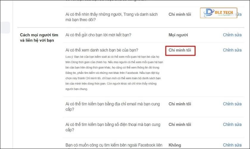 Điều chỉnh chế độ Chỉ mình tôi