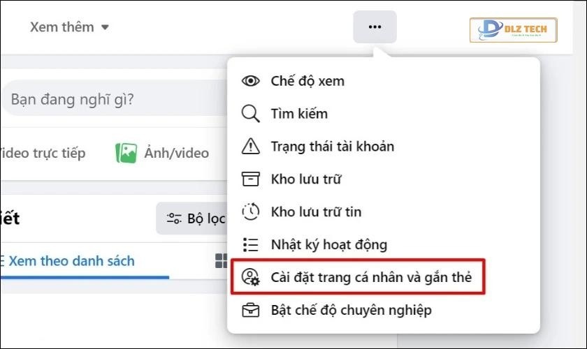 Chọn Cài đặt trang cá nhân và gắn thẻ
