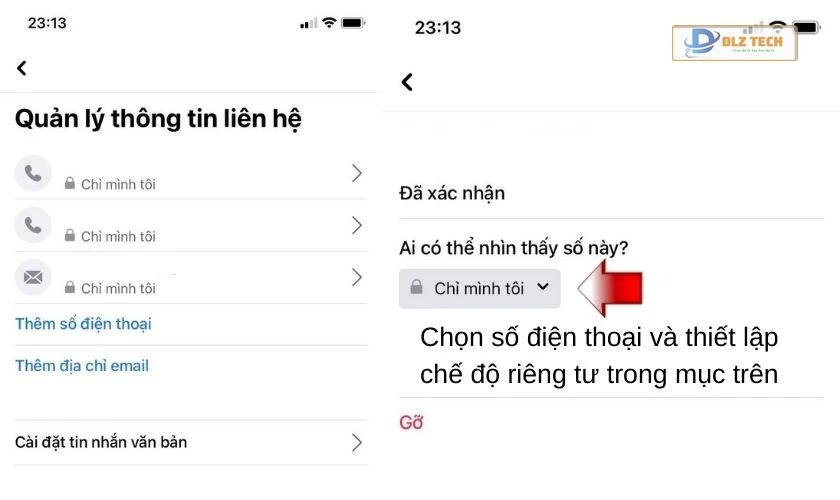 Chọn chỉ mình tôi để không hiện thông tin liên lạc trên Facebook