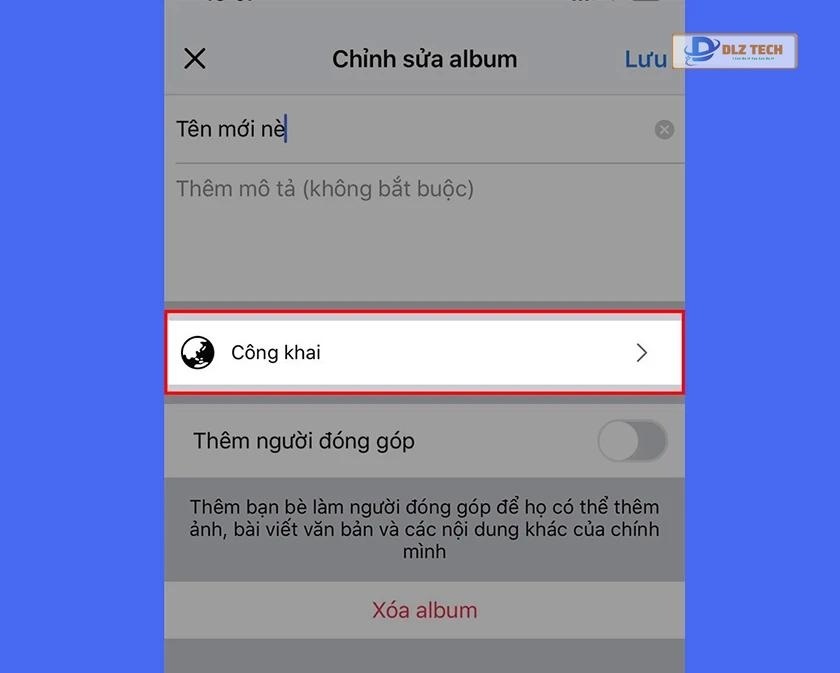 Chọn chế độ công khai