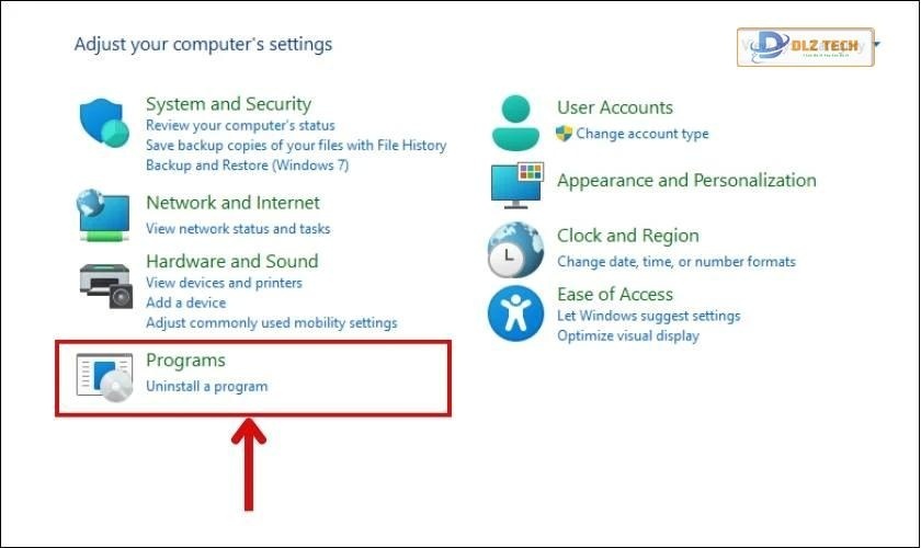 Chọn Programs để xóa ứng dụng bị ẩn